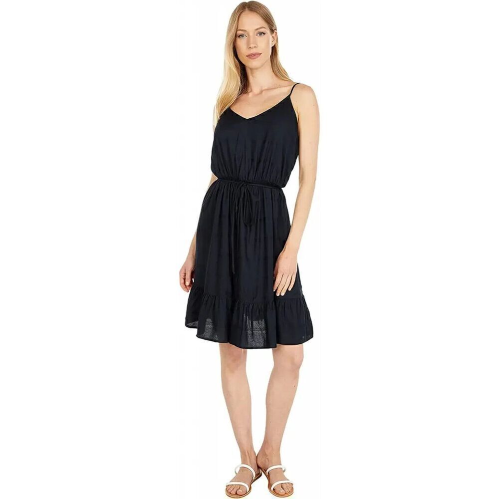 NWT‎ Hurley Brit Womens Tank Dress LargeBlack  Adjustable Strap Tiered V-Neck